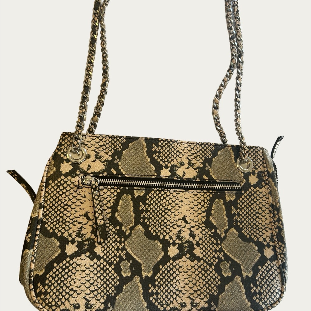 INC International Concepts Black & Tan Snake Print Shoulder Bag